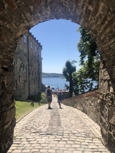 Oslo with kids - Akershus Fortress cobblestone path