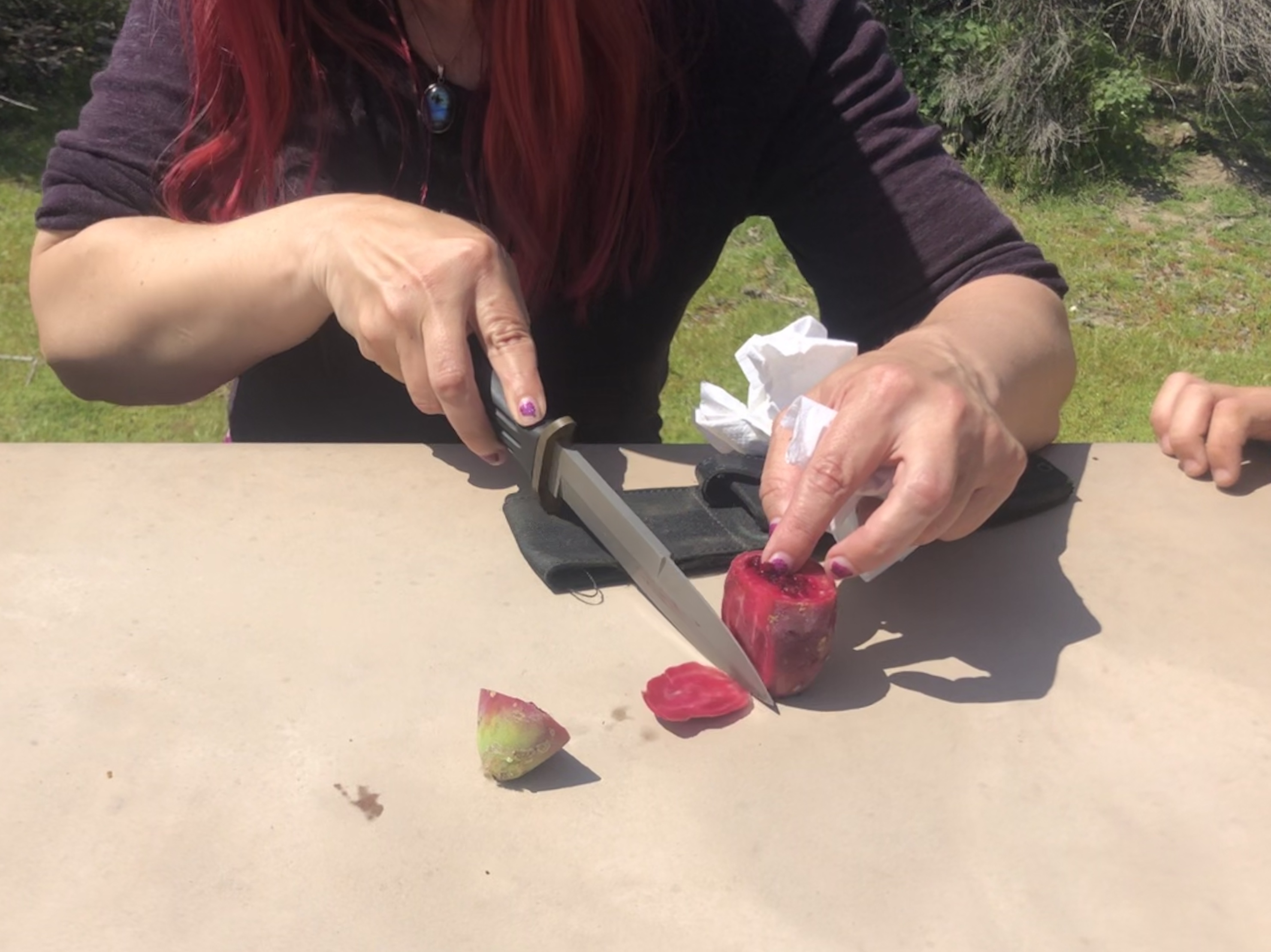 Cutting up at Prickly Pear Cactus at Casper's Wilderness Park